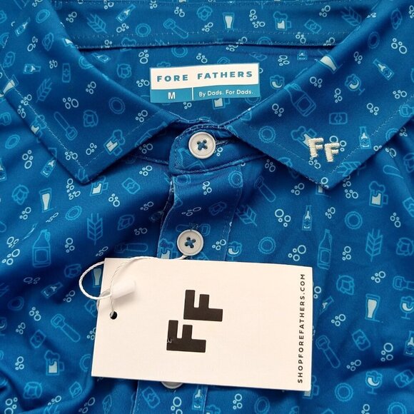 Fore Fathers Beer Me Polo Shirt Royal Blue Size Medium New NWT - Picture 4 of 5